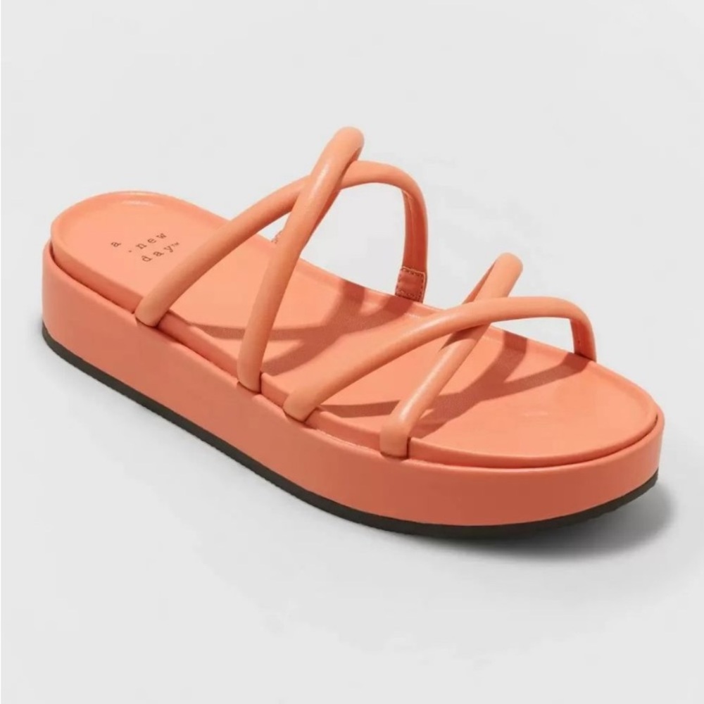 NEW! A New Day Dory Platform Heels Strappy Sandals - Apricot Orange